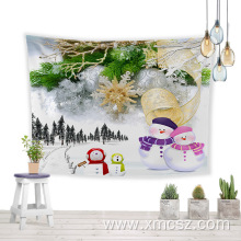 Christmas snowman printed festival wall tapestry